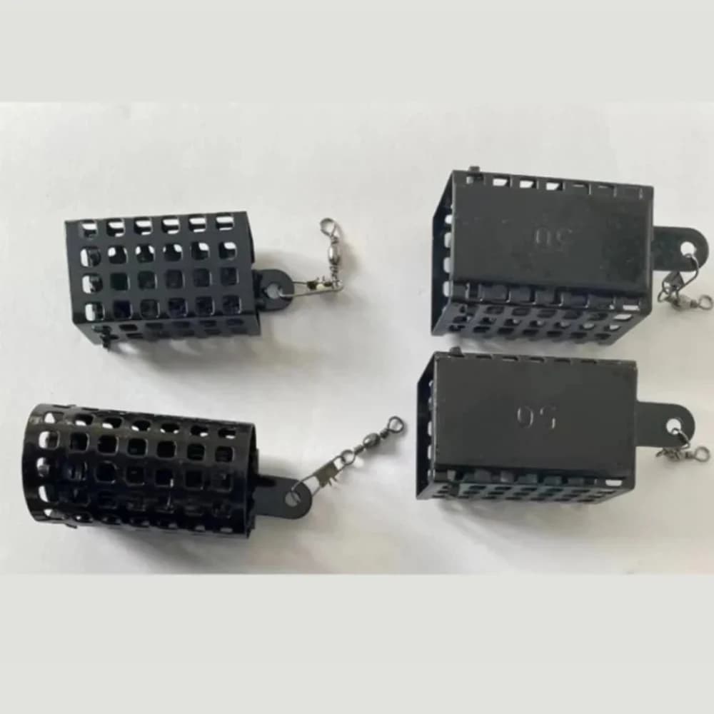 10PCS Fishing Tackle Feeder Cage Stainless Steel Lure Fishing Feeders Round Square Feeder Basket Cage Fishings Lure Cage