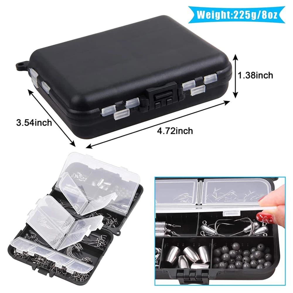 166PCS Fishing tackle box Including worm hooks Jig Head Hooks Drop shot weight Fishing swivel for Bass Trout Fishing accessories