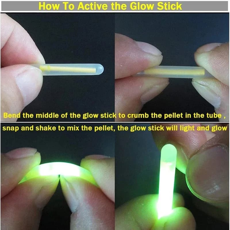 50PCS(10bags) Fishing Float Light Stick Fireflies Fluorescent Lightstick Night Float Rod Light Dark Glow Stick Fishing Tackle