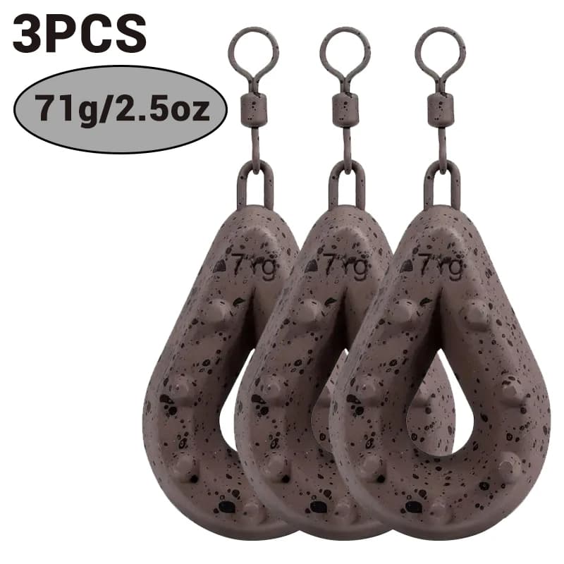 Fishing Lead Weights, Teardrop Shape with Coated Surface, Hollow Carp Weights for Slow Release Bait, Fits Any Clip Three packs