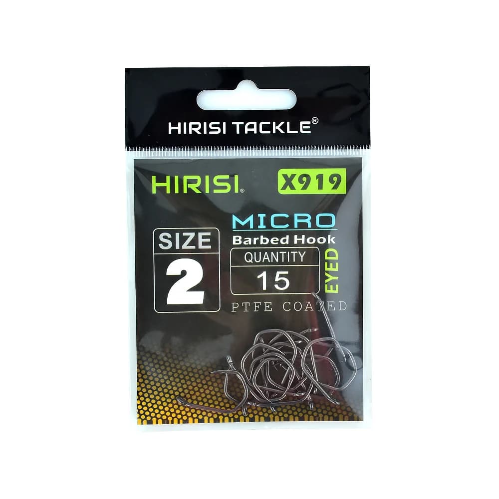 Hirisi 15pcs PTFE Coated High Carbon Steel Fish Hook Micro Barbed With Eye Carp Fishing Hook Accessories X919