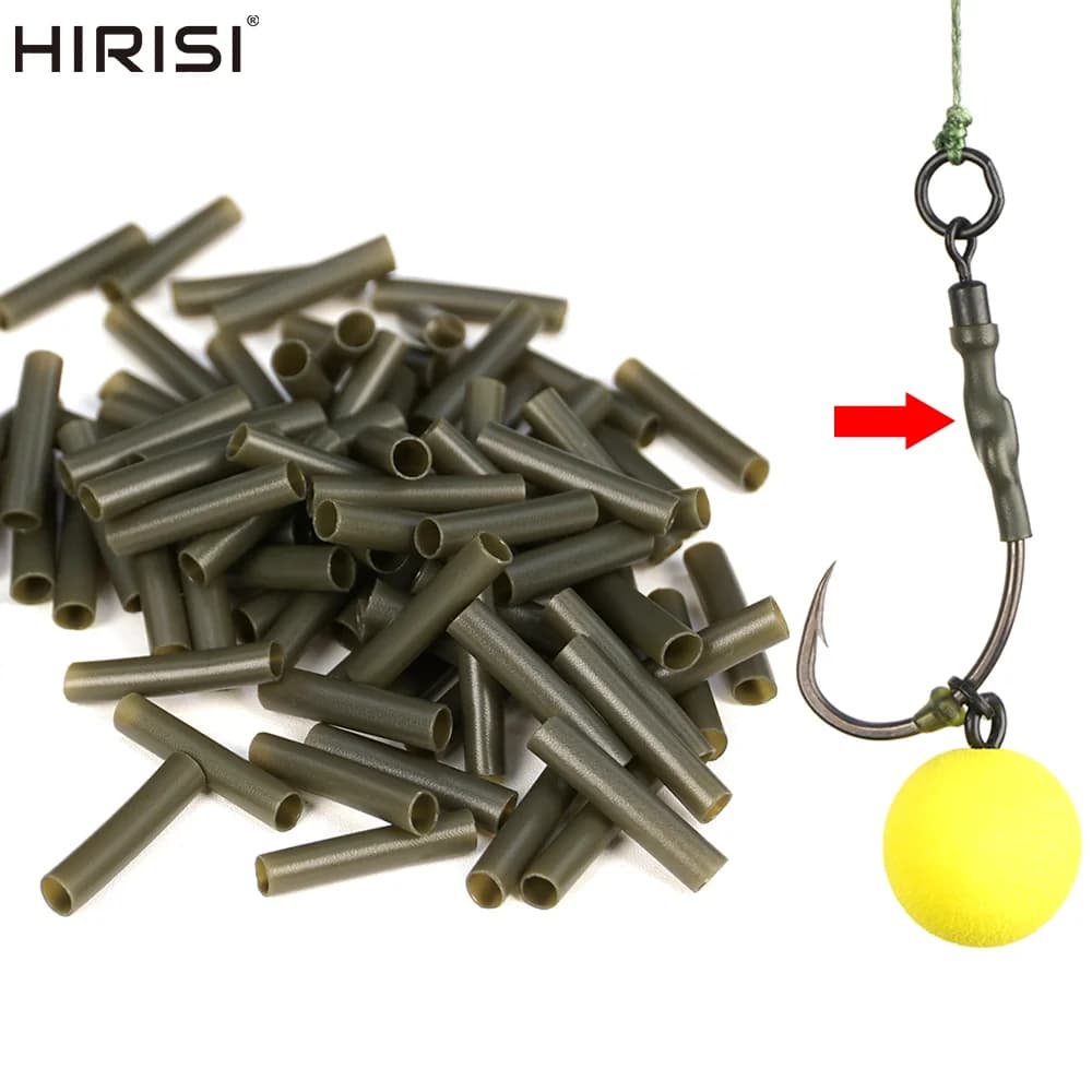 Hirisi 100pcs Heat Shrink Tube Kit for Carp Fishing Anti-Tangle Hook Sleeves Ronnie Hair Rig Accessories Durable Fishing Tackle