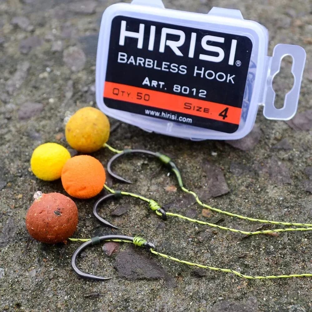Hirisi 50pcs Coating High Carbon Stainless Steel Barbless Hooks 8012 Fishing Hook Fishing Tool Accessories
