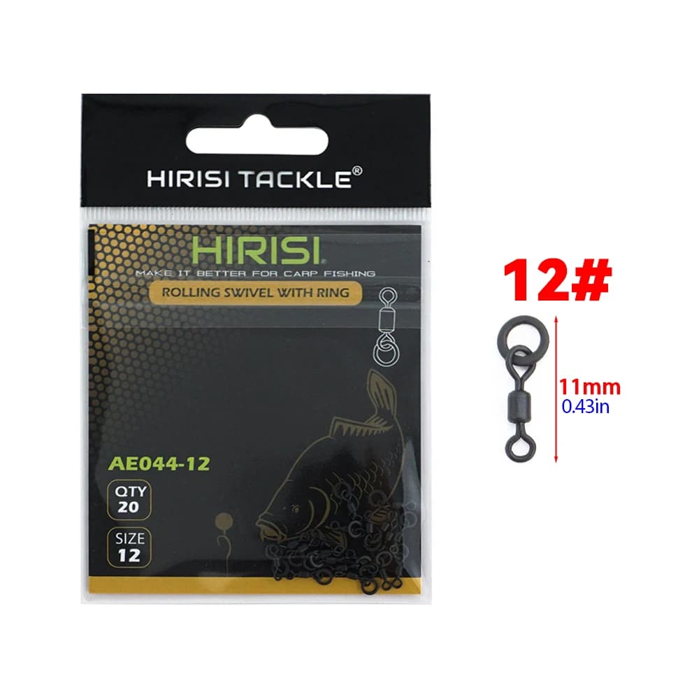 Hirisi 20 Piece Carp Fishing Swivels Snaps with Solid Ring Quick Change Fishing Hook Swivels Fishing Accessories AE044