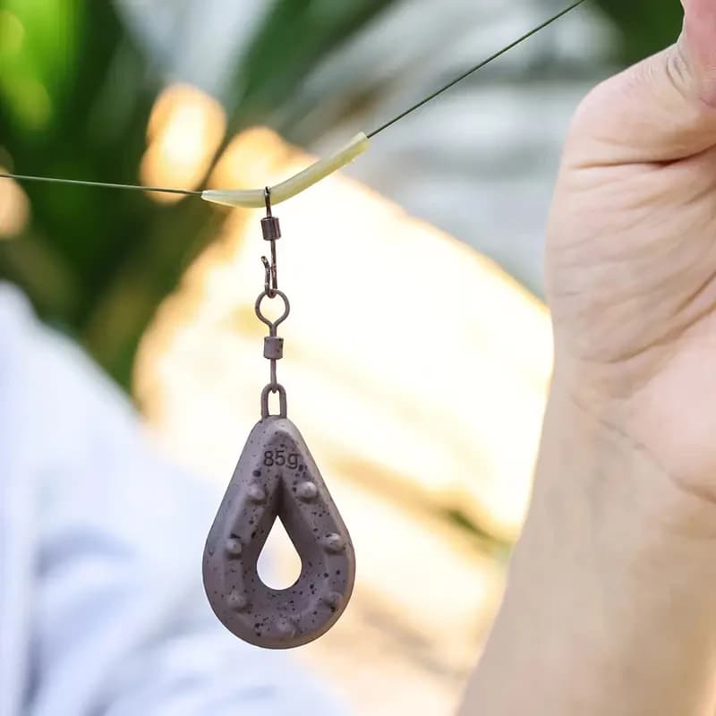 Fishing Lead Weights, Teardrop Shape with Coated Surface, Hollow Carp Weights for Slow Release Bait, Fits Any Clip Three packs