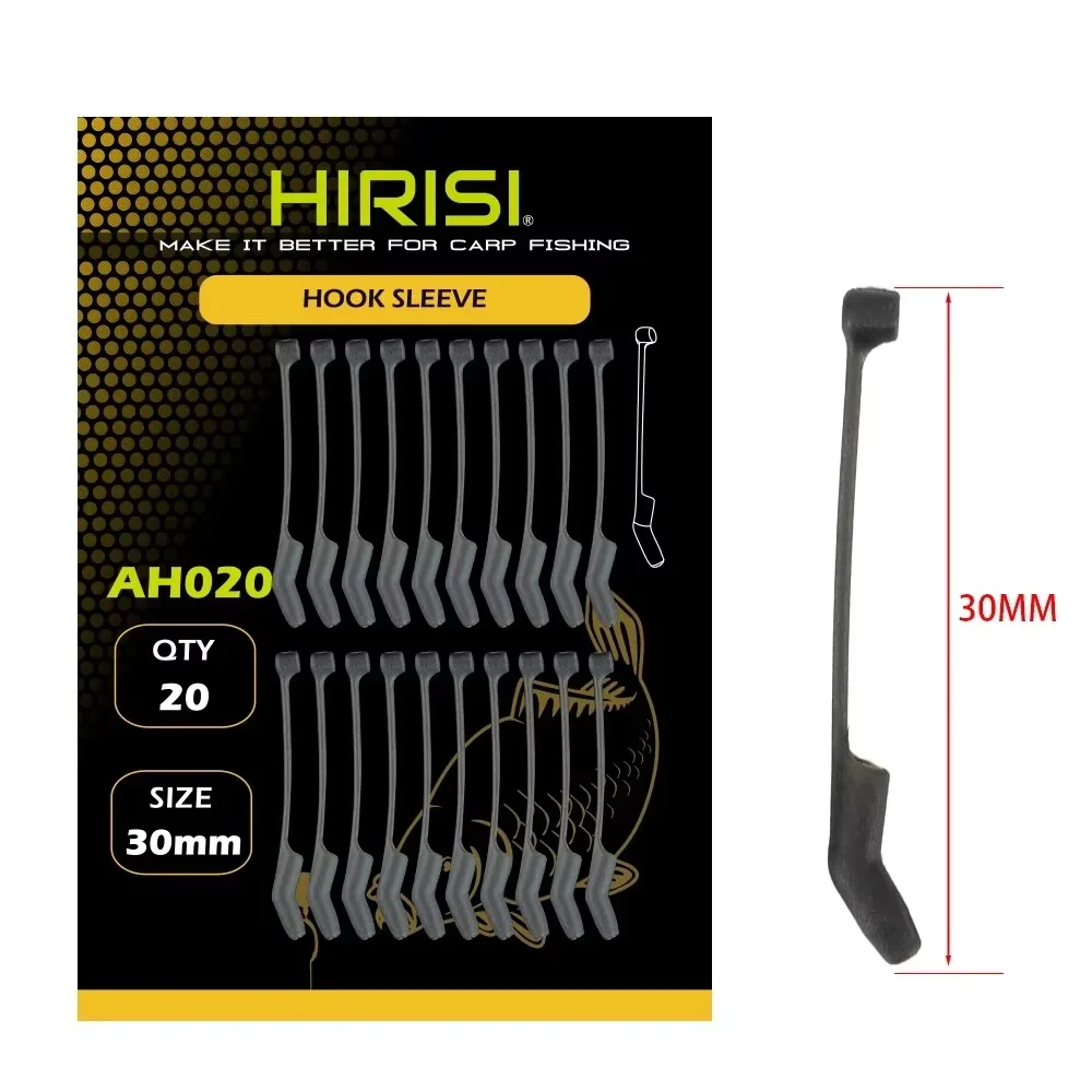Hirisi 20Pcs Carp Fishing Accessories Hook Sleeves Ready D-rig Aligner Hooks Anti Tangle Sleeves Pop Up Boilies Terminal Tackle