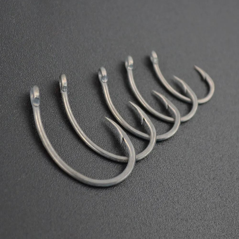 Hirisi Carp Fishing Hooks 50pcs PTFE Coating High Carbon Steel Barbed Hooks In Box 8011