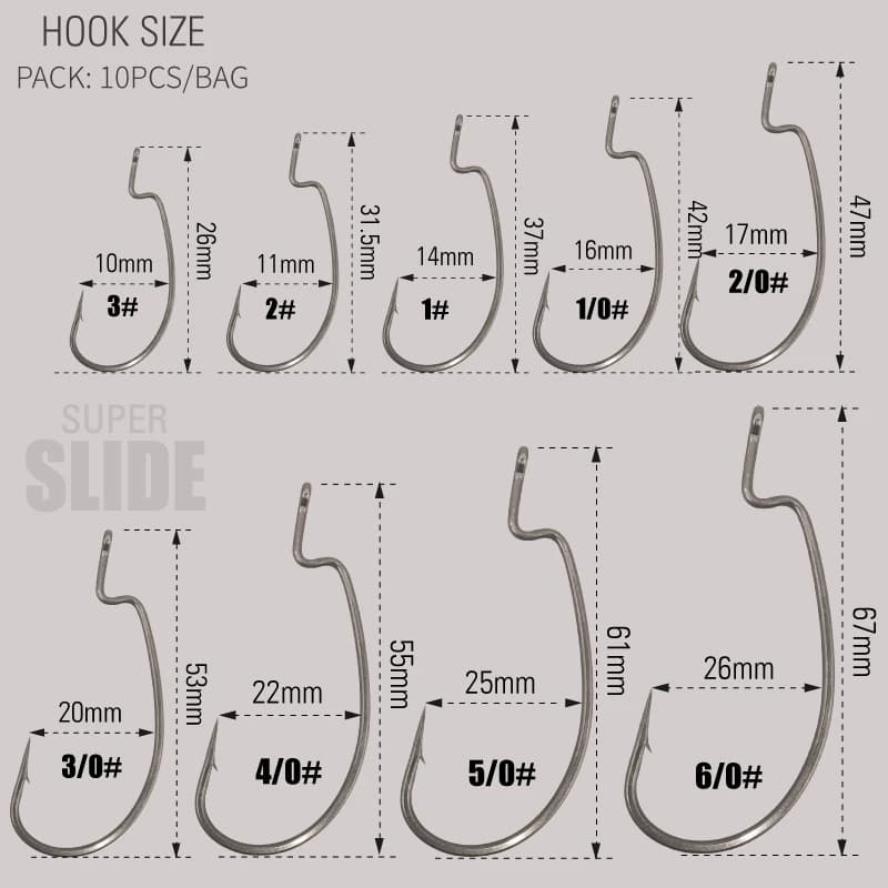 LUREHOLIC PTFE Super Slide Offset Hook Worm Hook Texas Rig Drop Shot Stainless Steel Worm Fishhook Fishing Accessories