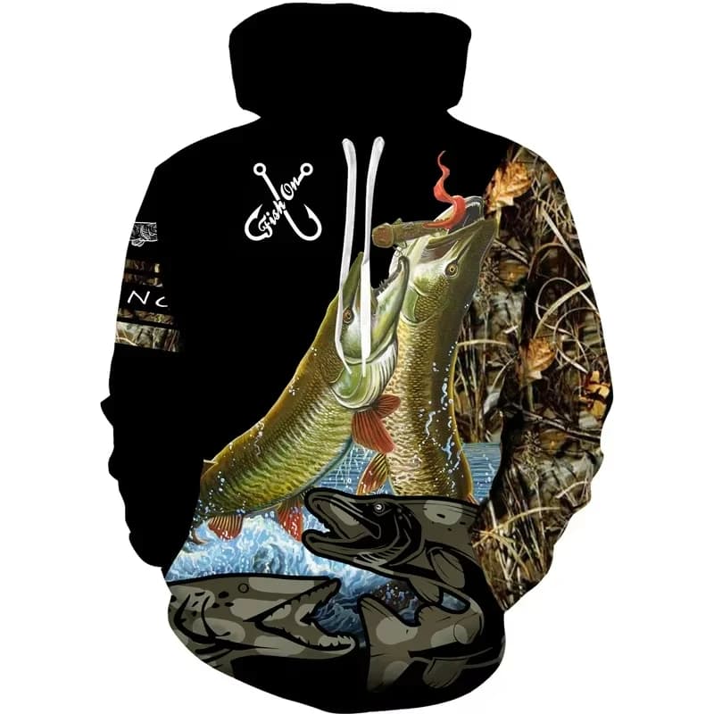 New 3D Print Carp Fishing Men's Hoodie Fashion Outdoor Camping Pullover Clothing Wild Fishing Enthusiast Sweatshirt Man Hoodies