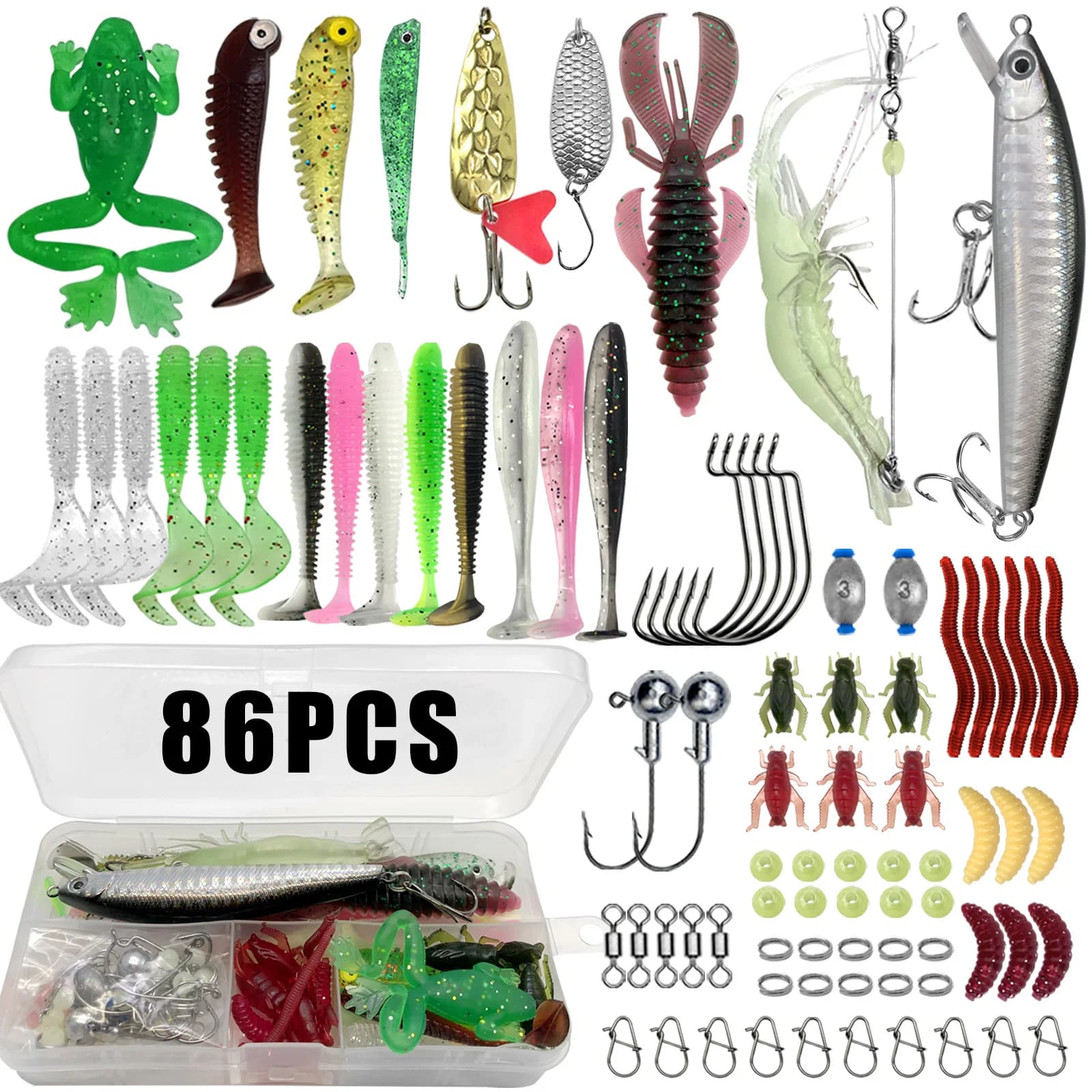 Fishing 86/88/136/149/366pcs Fishing Lure Kit For Trout/Pike/Bass Multi-Lure Fishing Set Layered Tackle Pro Gear Tackle Box