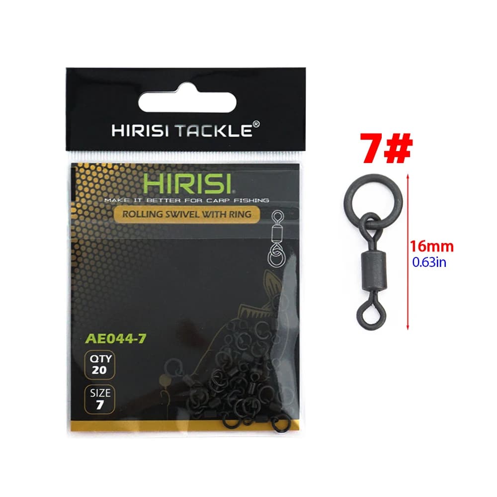 Hirisi 20 Piece Carp Fishing Swivels Snaps with Solid Ring Quick Change Fishing Hook Swivels Fishing Accessories AE044