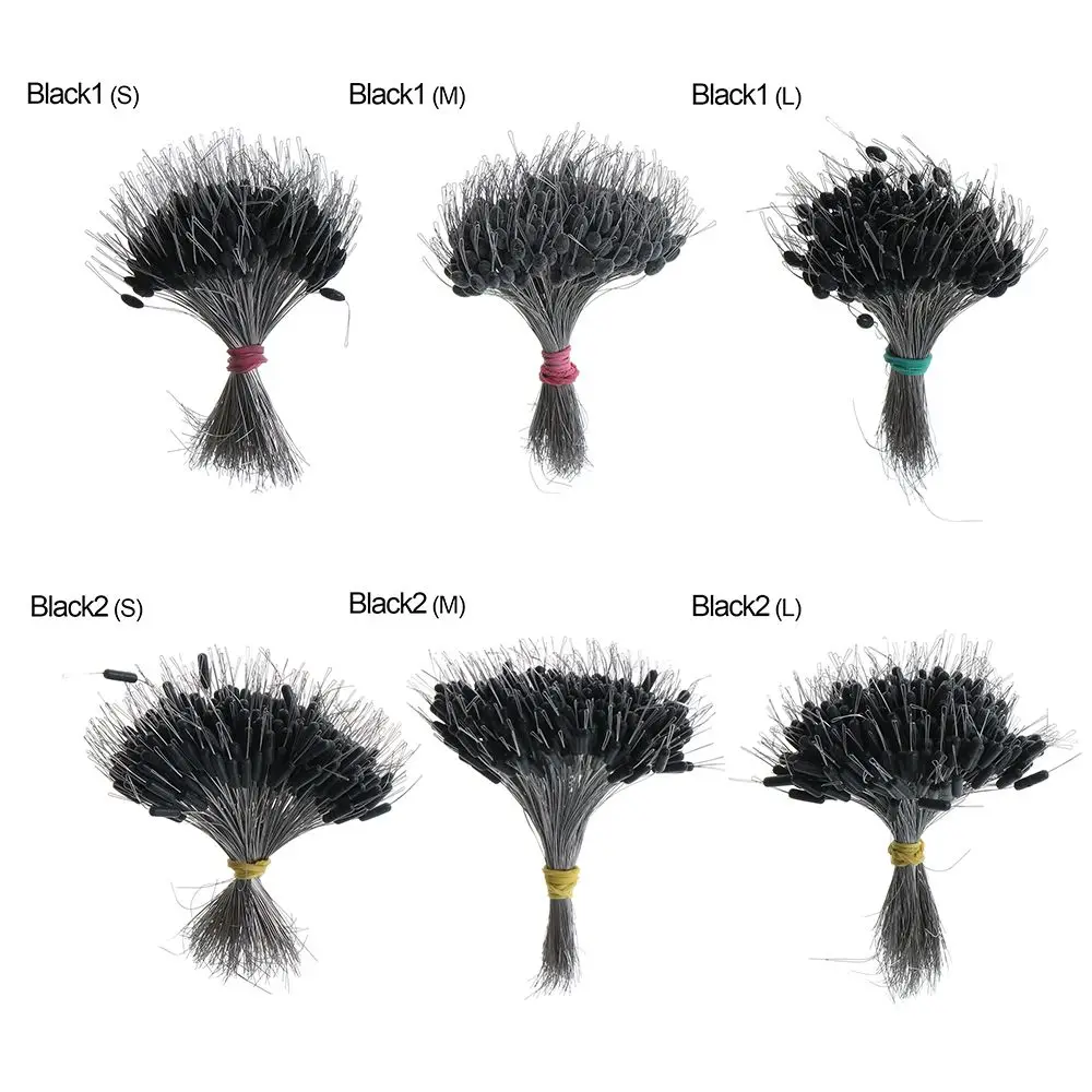 300pcs/pack Black Float Fishing Bobber Silicone Stopper Space Bean Connector Fishing Line Resistance Fishing Accessories