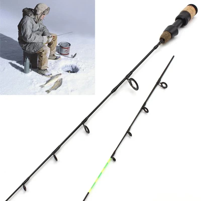 60cm 2 Tips Telescopic Rod Reel Combos Winter Ice Fishing Rod Fishing Reel Set Pole Tackle Carbon Pole Ice Fishing Rod Tools
