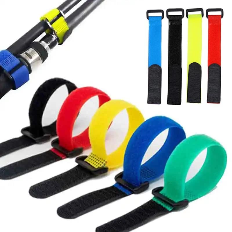 Fishing Rod Tie Holder Strap Suspender Fastener Hook Loop Ties Belt Fishing Rod Strapping Wrap Band Outdoor Fish Tool
