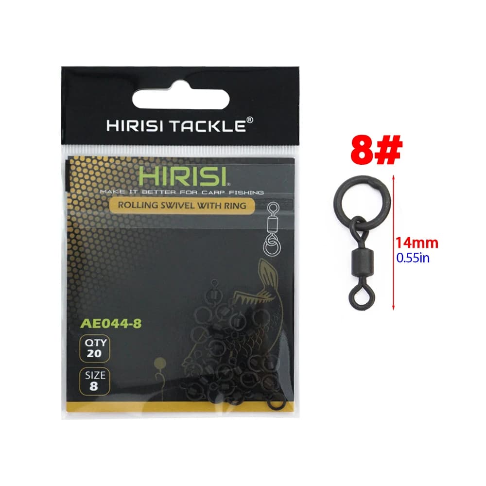 Hirisi 20 Piece Carp Fishing Swivels Snaps with Solid Ring Quick Change Fishing Hook Swivels Fishing Accessories AE044