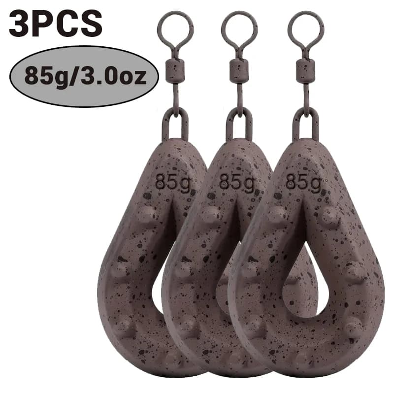 Fishing Lead Weights, Teardrop Shape with Coated Surface, Hollow Carp Weights for Slow Release Bait, Fits Any Clip Three packs