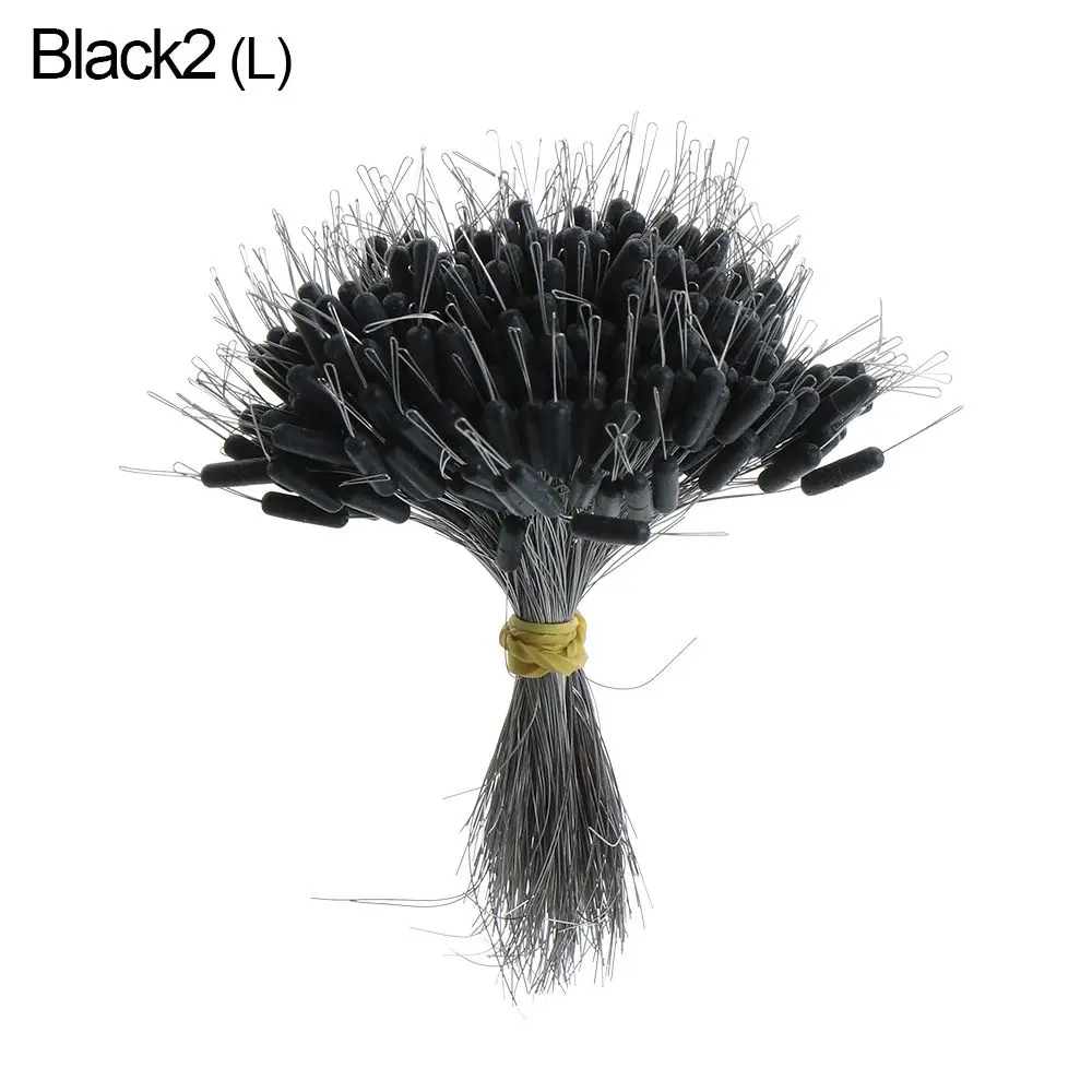 300pcs/pack Black Float Fishing Bobber Silicone Stopper Space Bean Connector Fishing Line Resistance Fishing Accessories