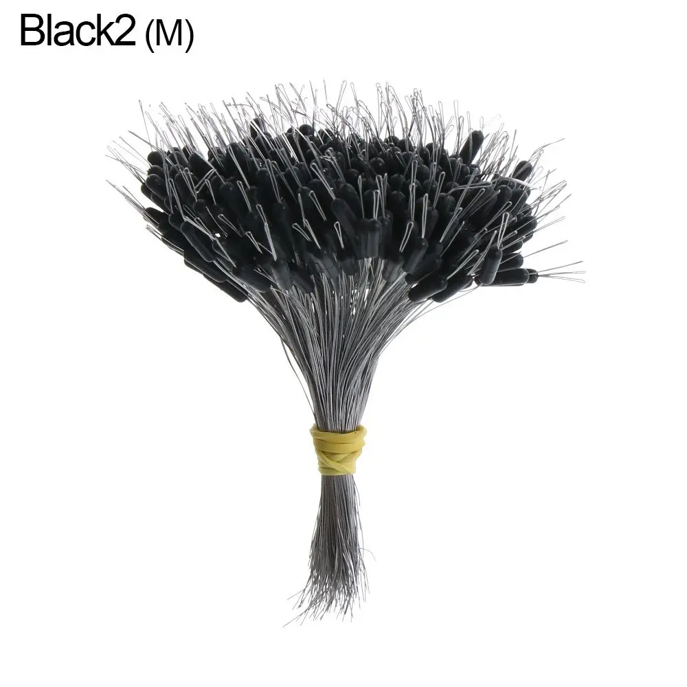 300pcs/pack Black Float Fishing Bobber Silicone Stopper Space Bean Connector Fishing Line Resistance Fishing Accessories
