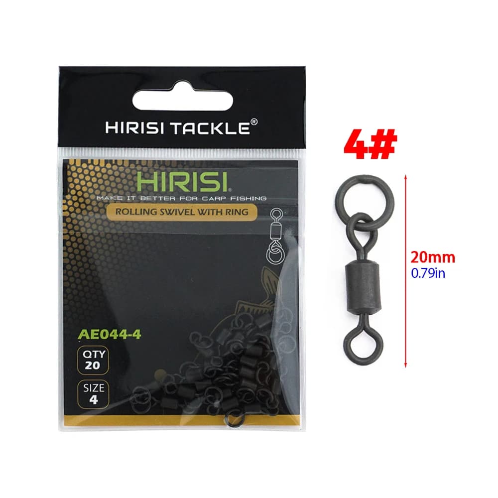 Hirisi 20 Piece Carp Fishing Swivels Snaps with Solid Ring Quick Change Fishing Hook Swivels Fishing Accessories AE044