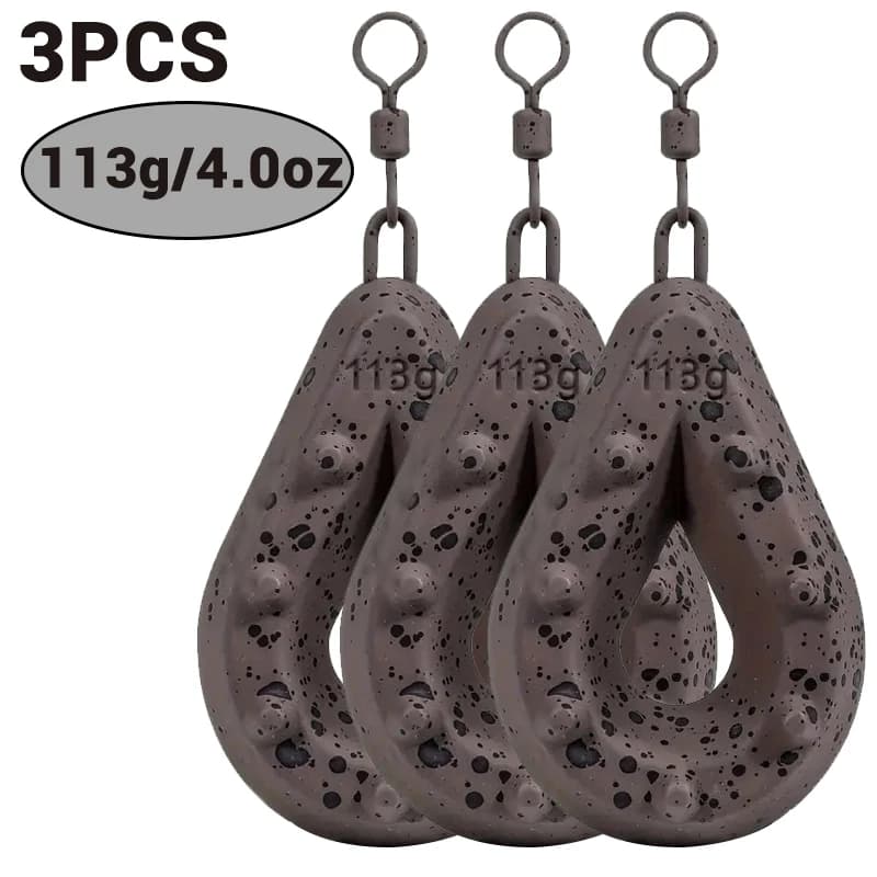 Fishing Lead Weights, Teardrop Shape with Coated Surface, Hollow Carp Weights for Slow Release Bait, Fits Any Clip Three packs
