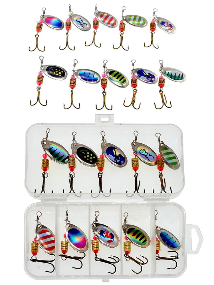 10pcs/Set Metal Spoon Spinner Fishing Lure Spoonbait Crankbaits Wobblers Bait For Bass Pike Crochet Freshwater Fishing