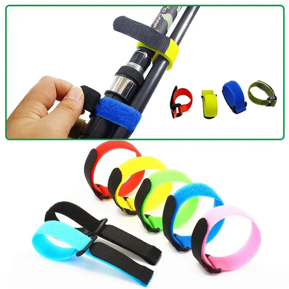 Fishing Rod Tie Holder Strap Suspender Fastener Hook Loop Ties Belt Fishing Rod Strapping Wrap Band Outdoor Fish Tool