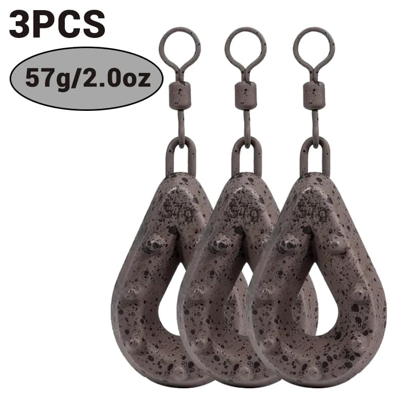 Fishing Lead Weights, Teardrop Shape with Coated Surface, Hollow Carp Weights for Slow Release Bait, Fits Any Clip Three packs