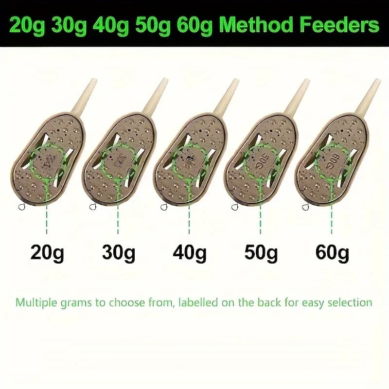 20g/30g/40g/50g/60g method feeder, fishing inline feeder, carp fishing feeder device kit feeder