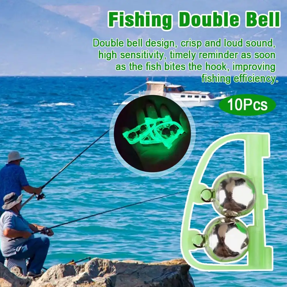 10Pcs Professional Fishing Bite Alarm Stainless Steel Spring Double Bell Design High Sensitivity Loud Alert Corrosion Resistant