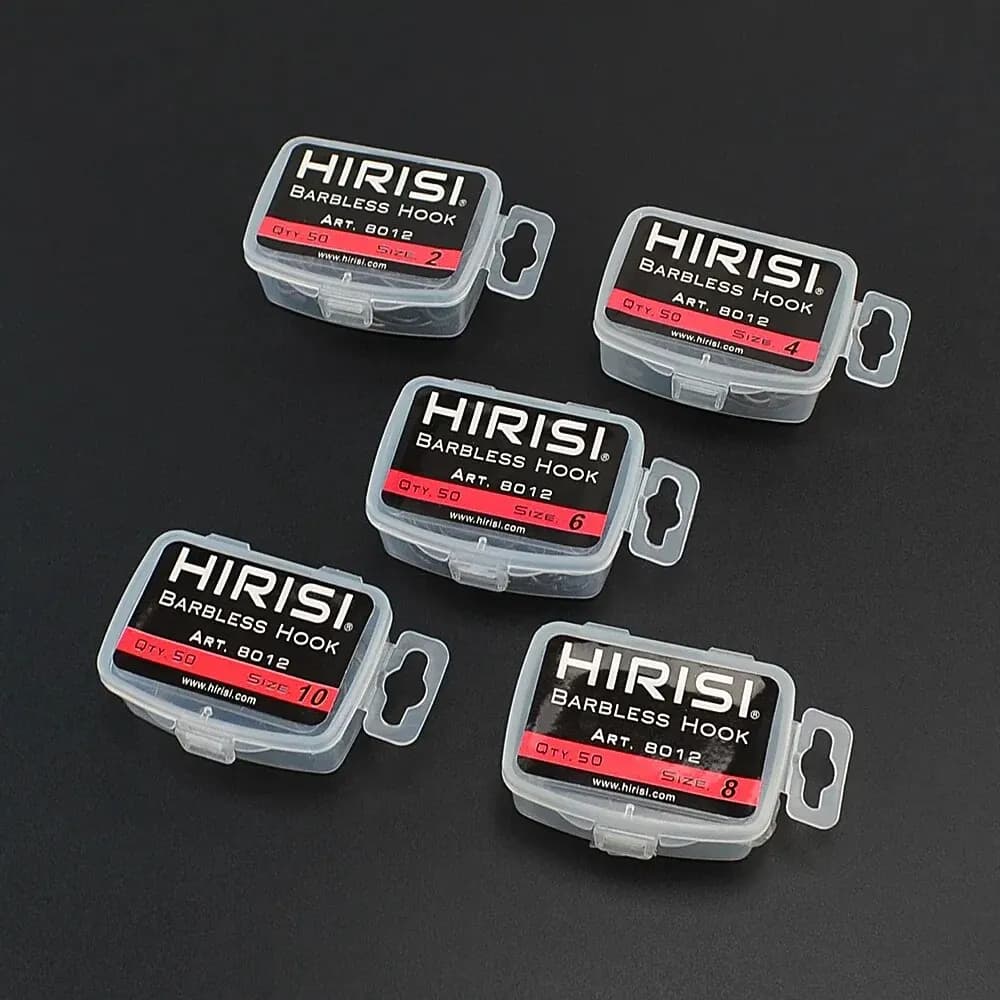 Hirisi 50pcs Coating High Carbon Stainless Steel Barbless Hooks 8012 Fishing Hook Fishing Tool Accessories