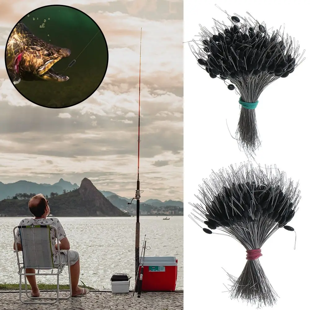 300pcs/pack Black Float Fishing Bobber Silicone Stopper Space Bean Connector Fishing Line Resistance Fishing Accessories