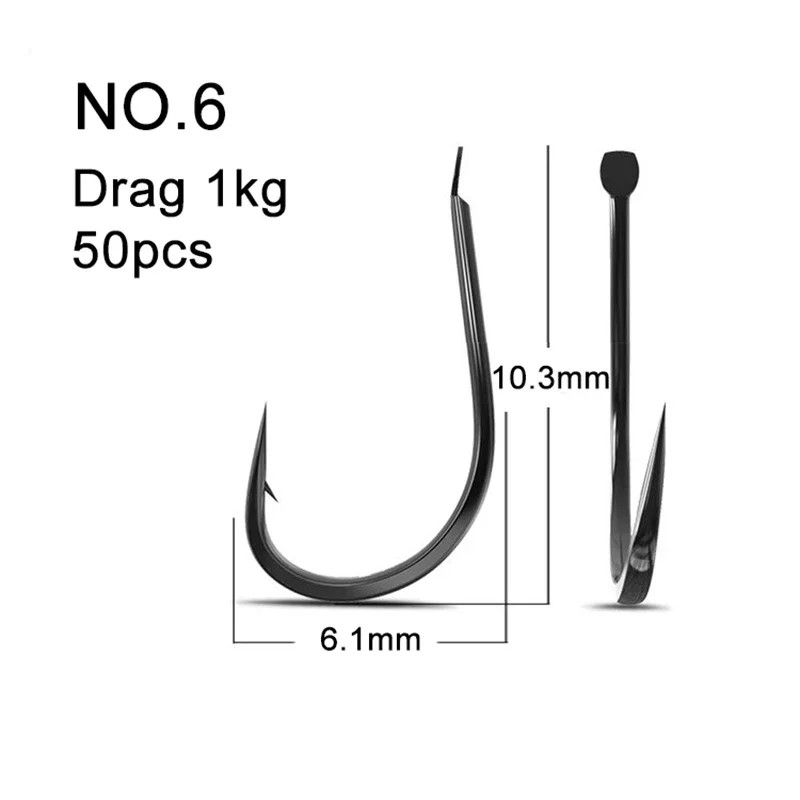 50PCS Small Fishing Hooks High Carbon Steel Freshwater Size 1 - 13 Barbed Carp Hooks