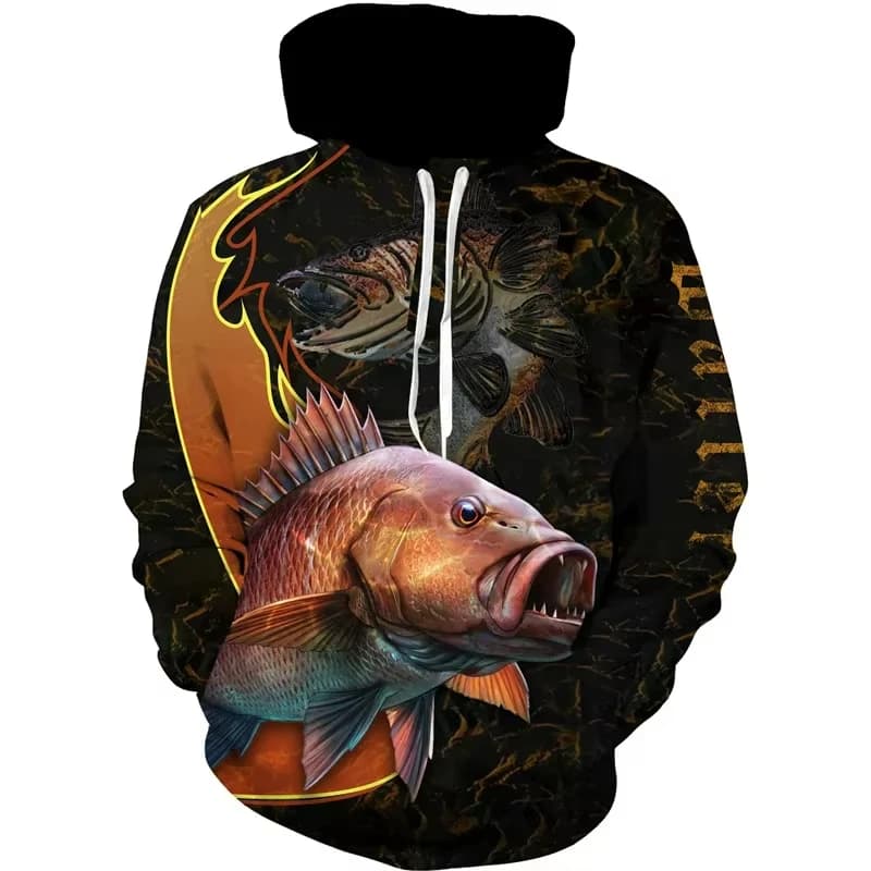 New 3D Print Carp Fishing Men's Hoodie Fashion Outdoor Camping Pullover Clothing Wild Fishing Enthusiast Sweatshirt Man Hoodies