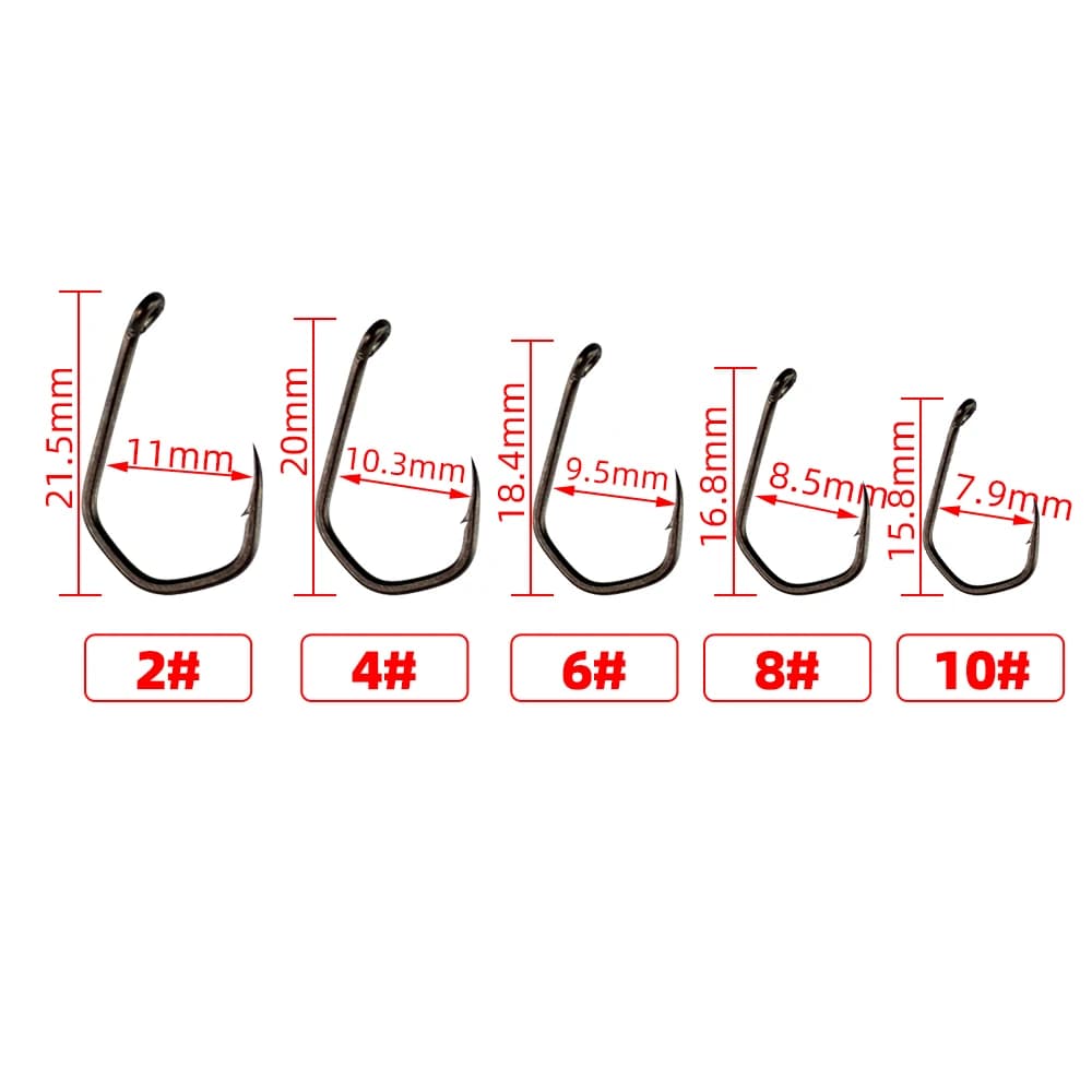 Hirisi 15pcs PTFE Coated High Carbon Steel Fish Hook Micro Barbed With Eye Carp Fishing Hook Accessories X919
